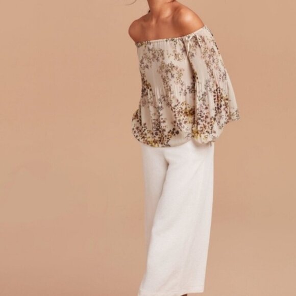 Aritzia Wilfred Talance Off-Shoulder Floral Blouse Size M - Picture 2 of 9